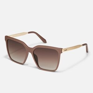 Quay Australia Level Up Remixed Oversized Square Sunglasses- Doe Frame/Brown Len